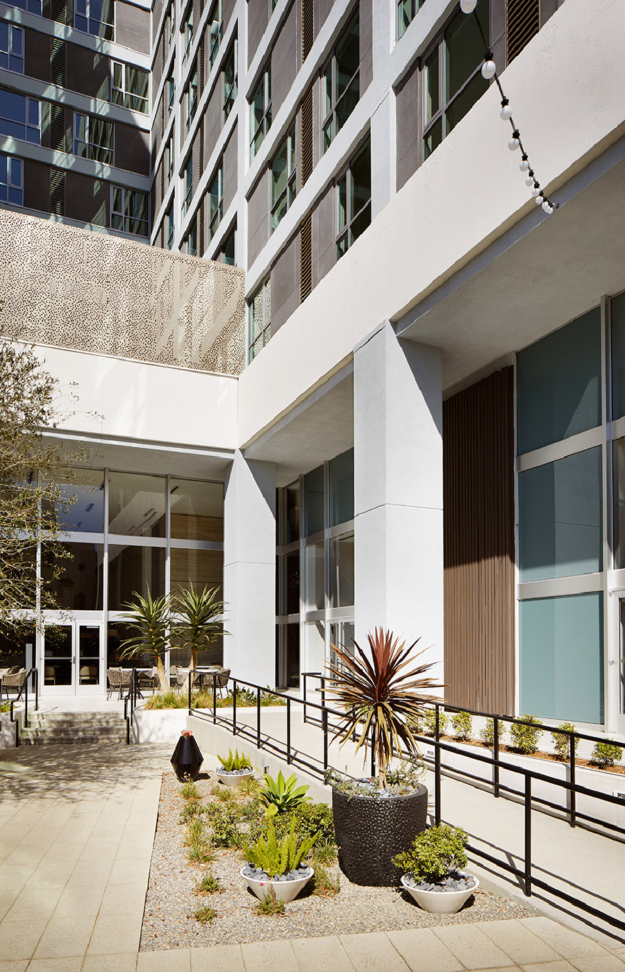 The courtyard at The Watermark at Westwood Village.