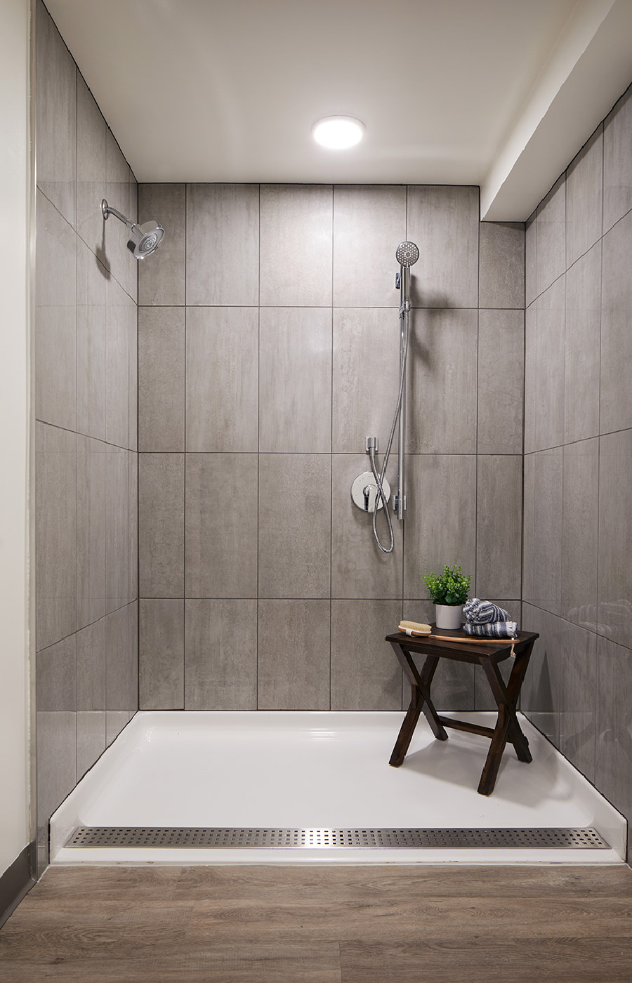 large modern shower within unit