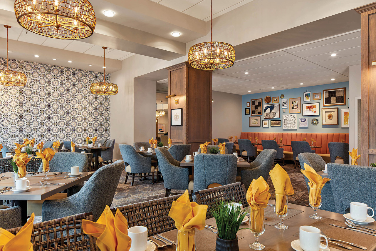 Dining and seating area at The Watermark By The Bay.