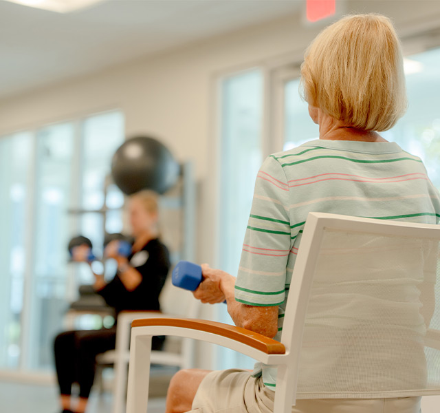 A person lifting weights.