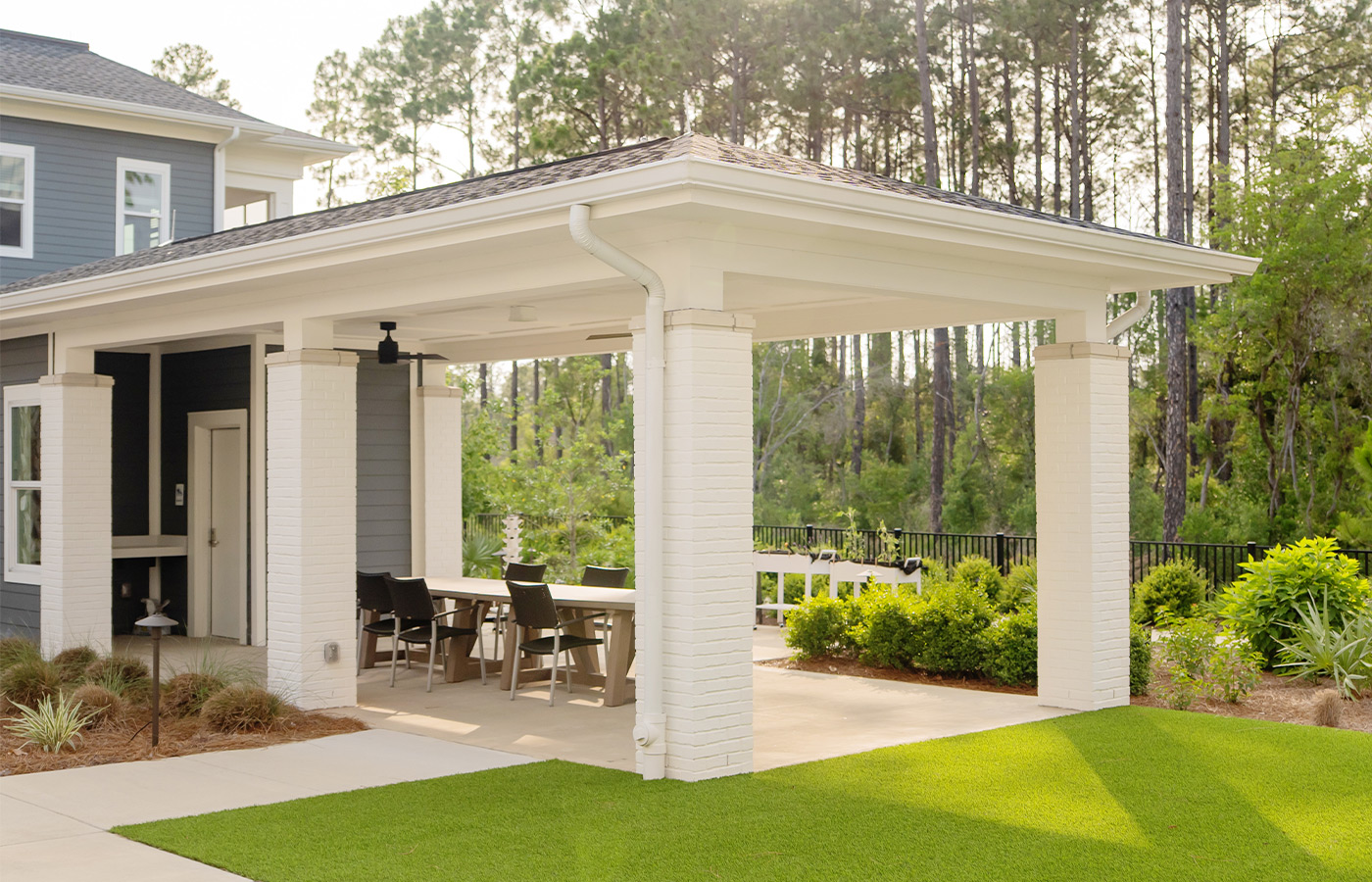 A covered porch area.