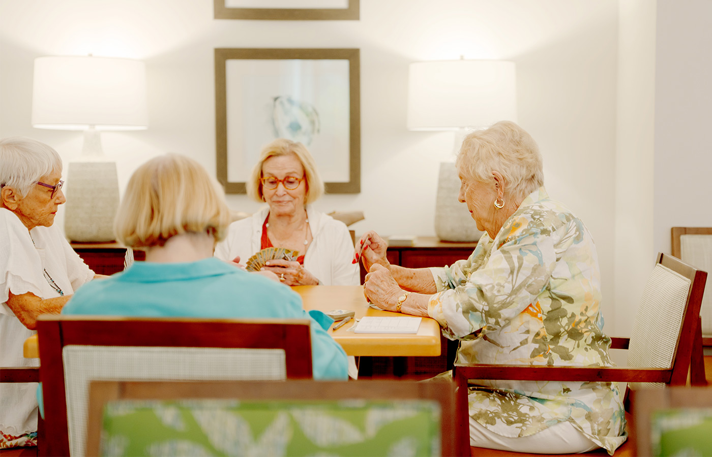 People playing cards.