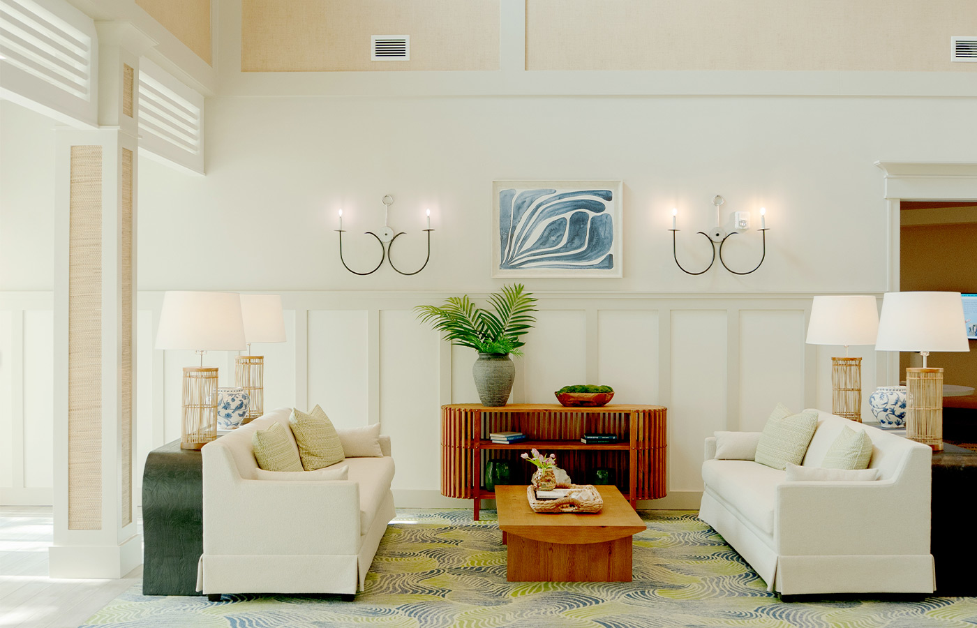 A lobby with seating.