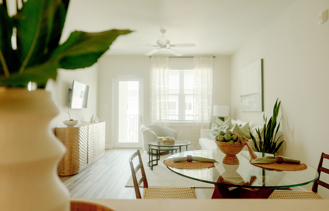 A fully furnished dining area.