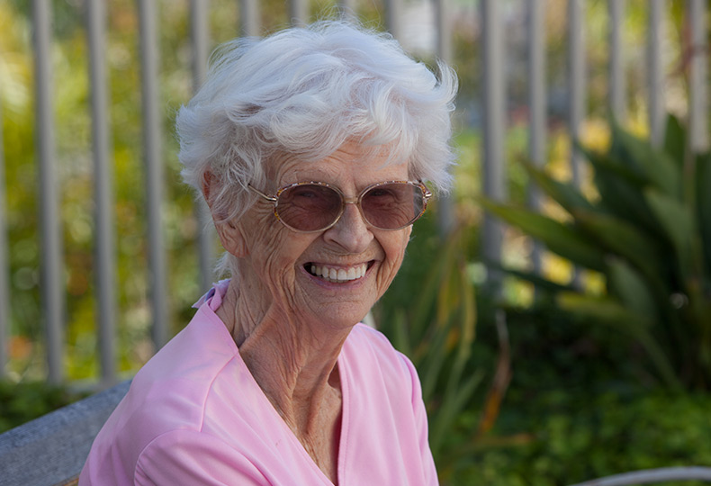 A resident is outside.