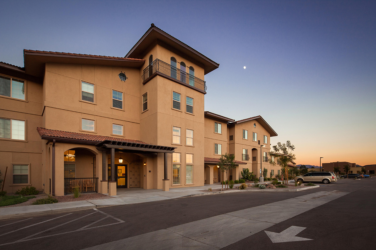 The exterior of White Cliffs Senior Living.