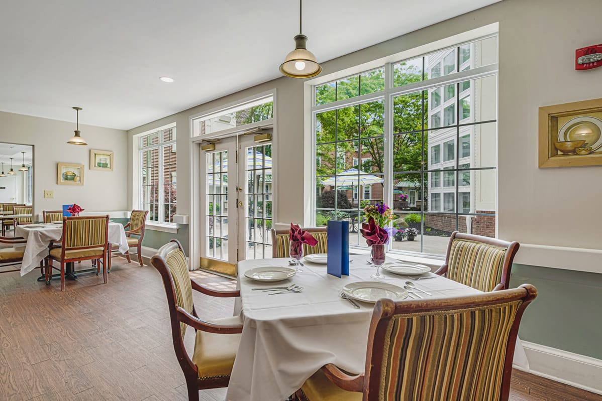 A dining area at Woodbury Mews.