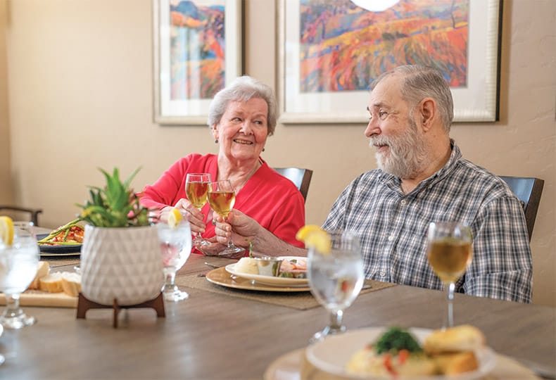 Residents enjoying lunch.