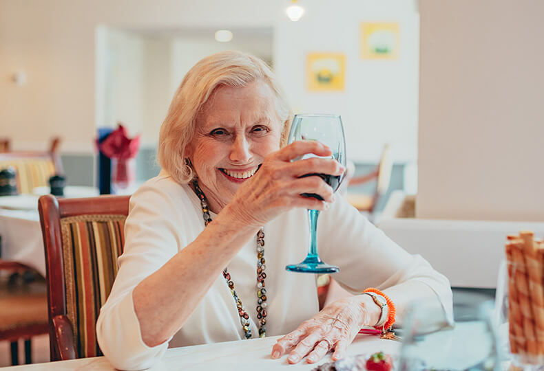 Resident enjoying drinks.