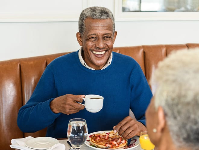 Residents enjoying lunch.