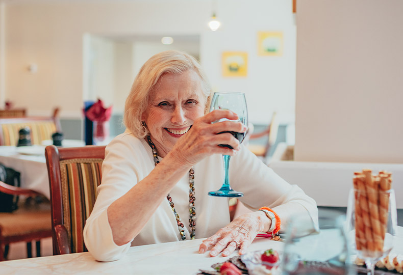 Residents enjoying drinks.