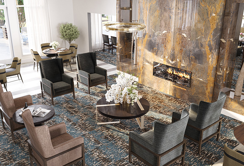 A beautiful sitting area with chairs and a fireplace.