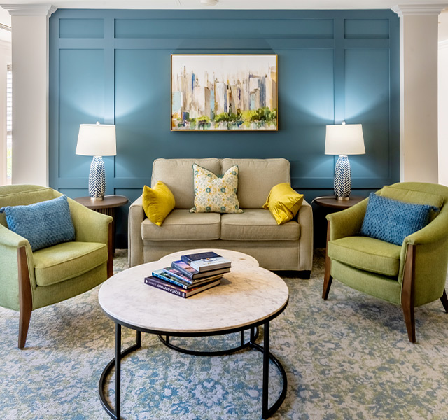 A fully furnished living room.