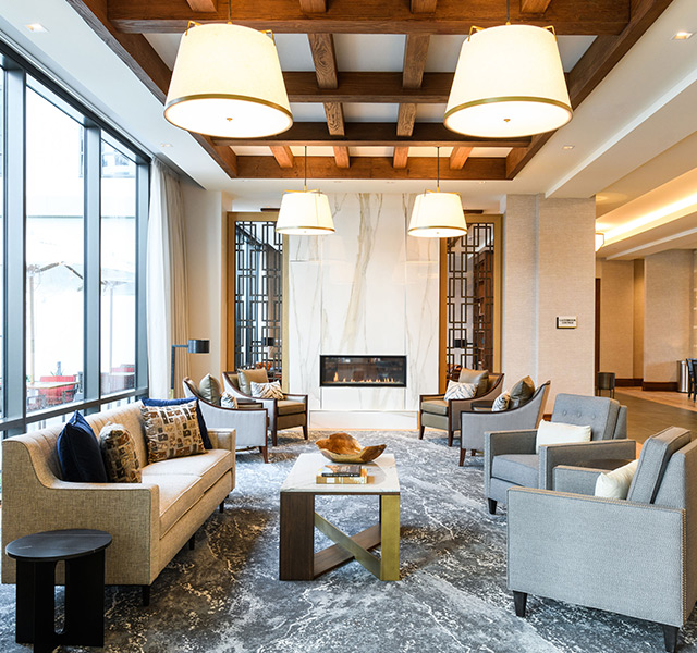 The lobby at The Watermark at Houston Heights.