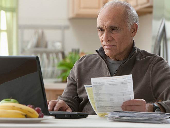A resident is on the computer.