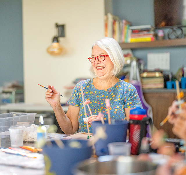 A resident is painting.