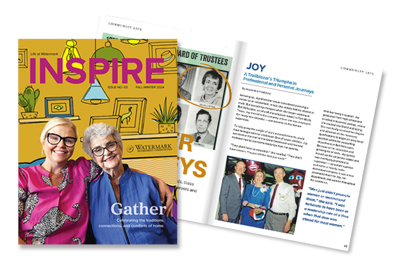 A magazine spread open.