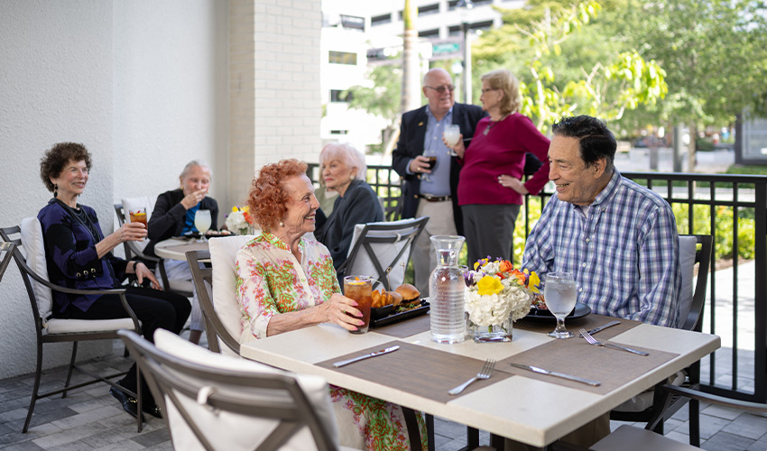 People out to lunch on the patio.