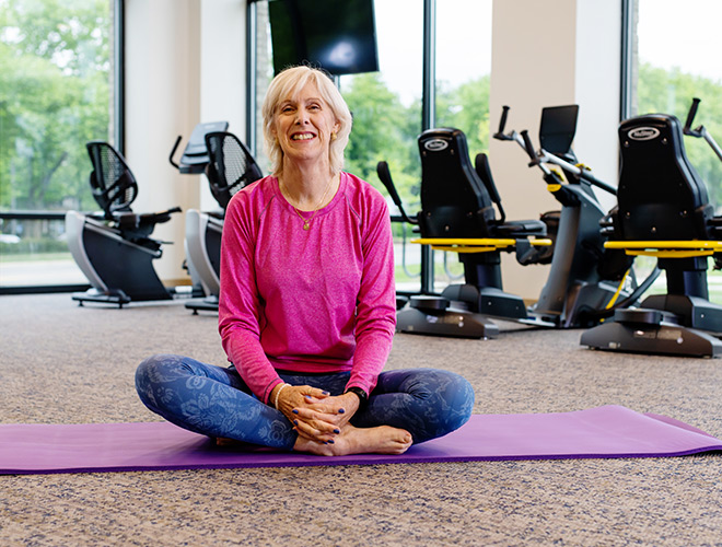 A person practicing yoga.