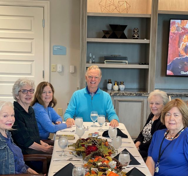 A group of friends eating a meal together