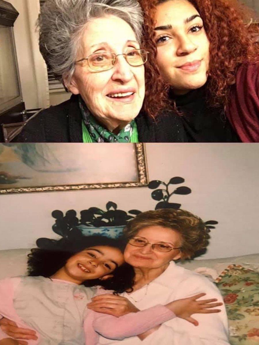A resident and their loved one in two different photographs.