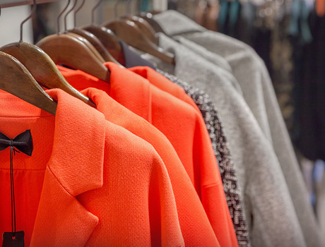 A rack of clothing.