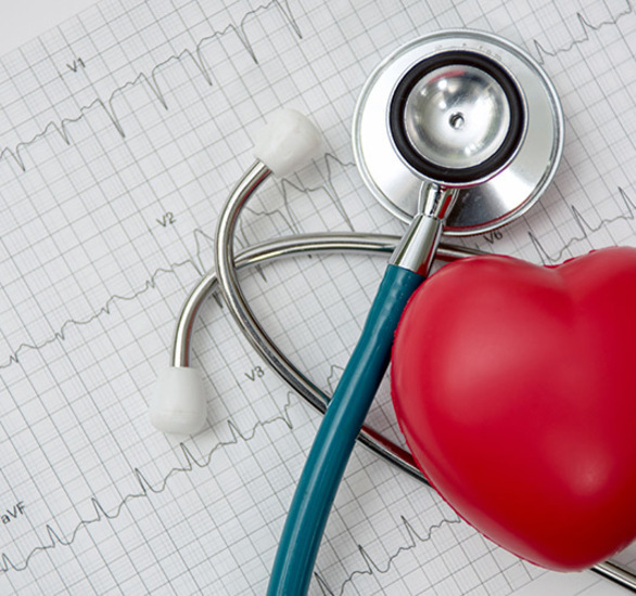 Stethoscope with plastic heart.