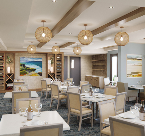 A dining area at The Watermark at Laguna Niguel.
