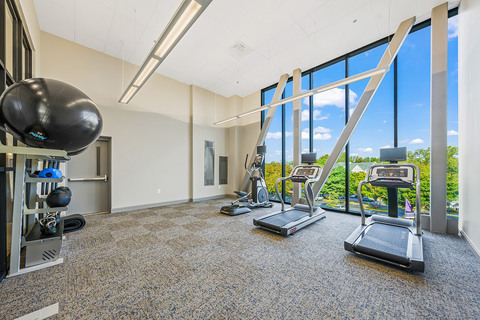 The fitness center at The Skybridge at Town Center.