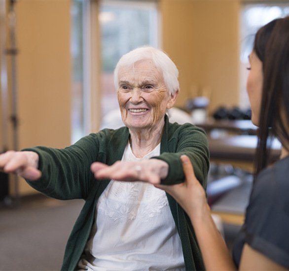 A person working with a physical trainer.