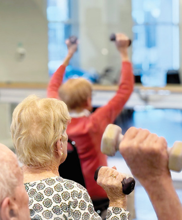 A group of people working out.