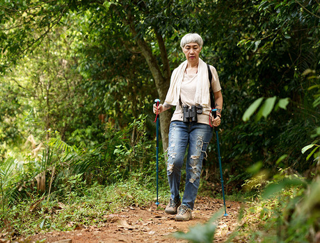 A resident hiking.