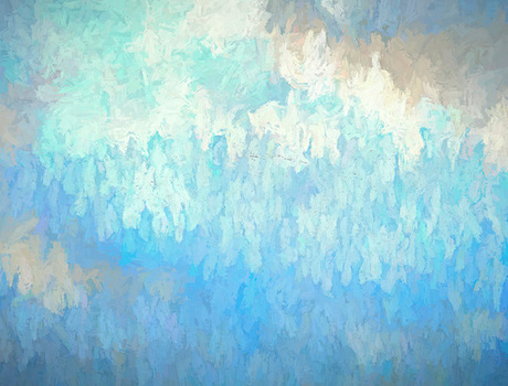 An impressionist painting with varying shades of blue.