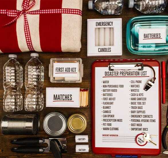 Emergency package with supplies.