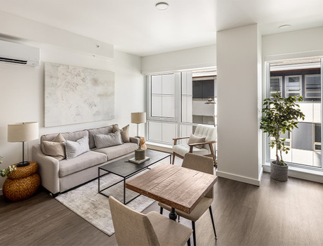 A fully furnished living room.