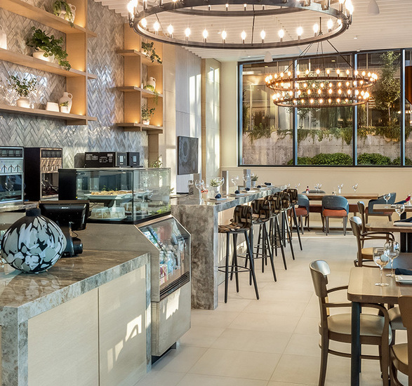 A bistro with seating.
