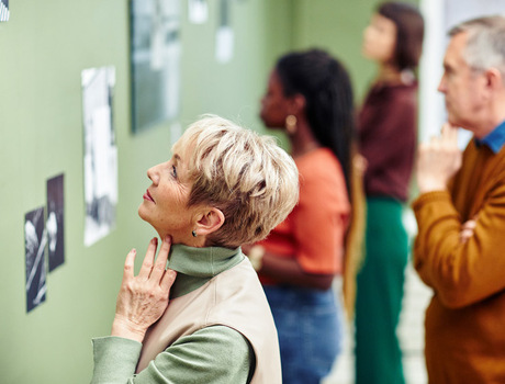 Residents enjoying art.