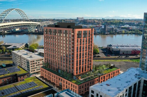 Exterior building at The Watermark at The Pearl, luxury senior living in Portland