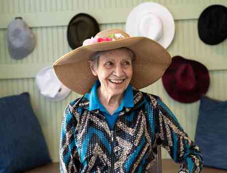 Resident wearing hat