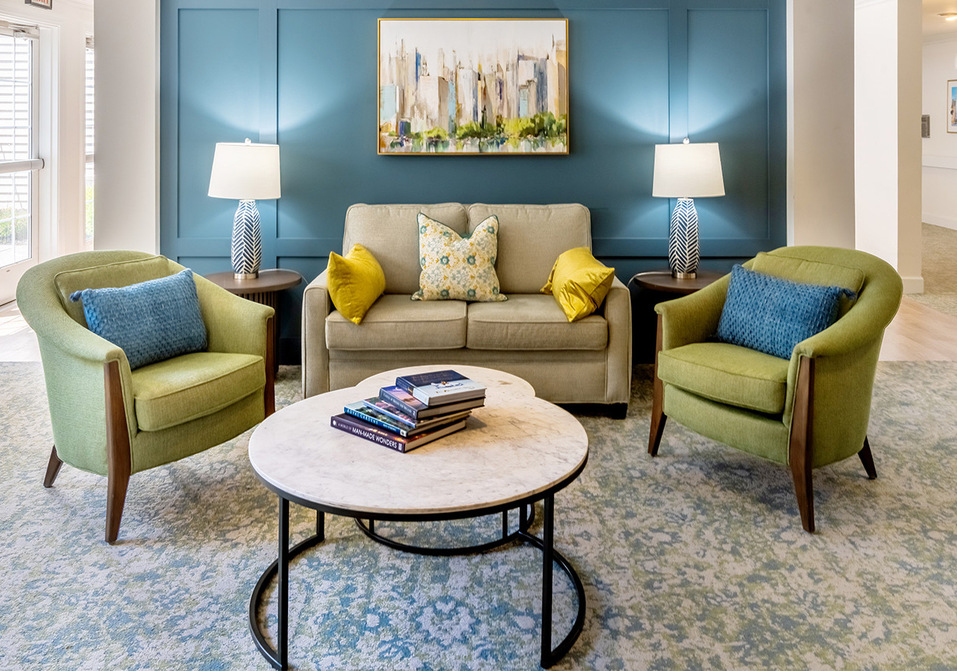 A colorful living room area for all residents. A colorful living room area for all residents.