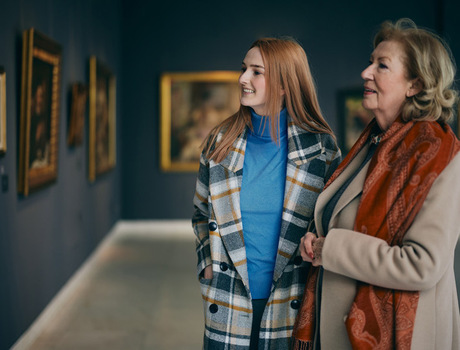 People enjoying art.