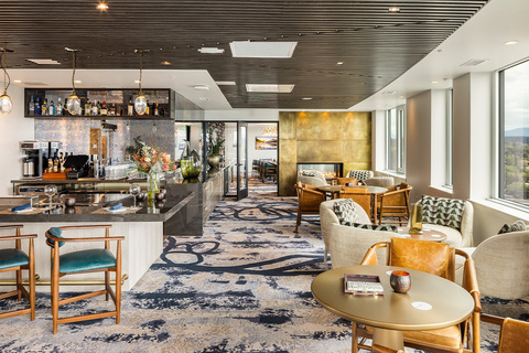 A dining area with seating.