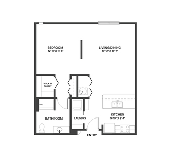 An Independent living suite with open floor plan.