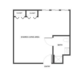 A memory care shared suite floor plan.