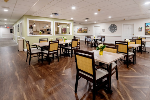 An activity room with tables.