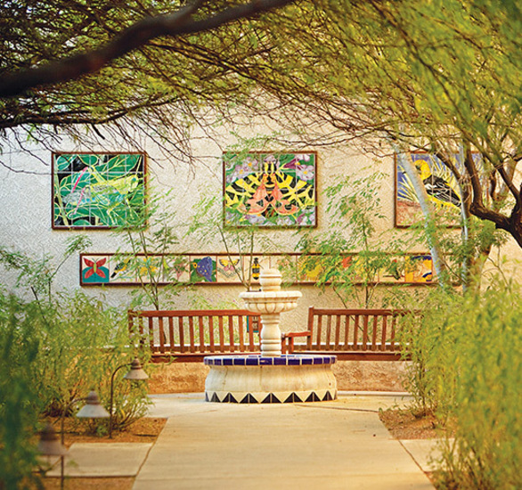 Seating area in patio.
