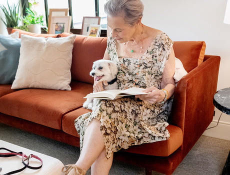 A person and their dog.