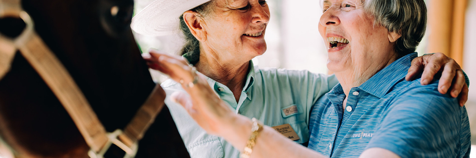 A resident petting a horse at The Hacienda at the River assisted living community in Tucson. A resident petting a horse at The Hacienda at the River assisted living community in Tucson.