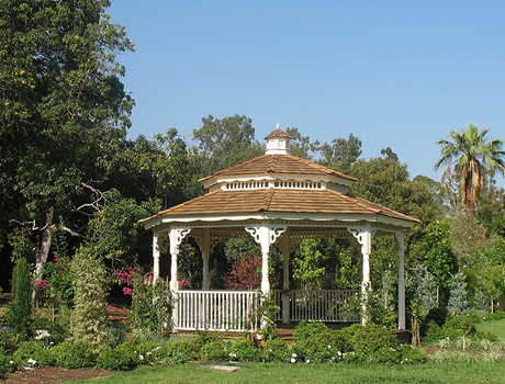 A gazebo in a garden.