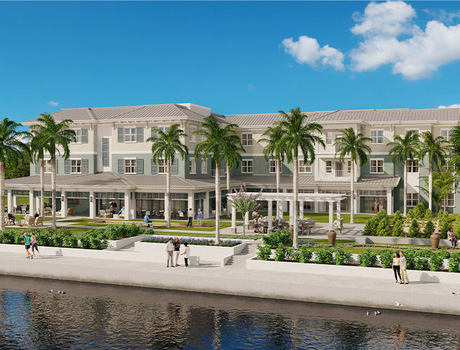 The building exterior along a canal.